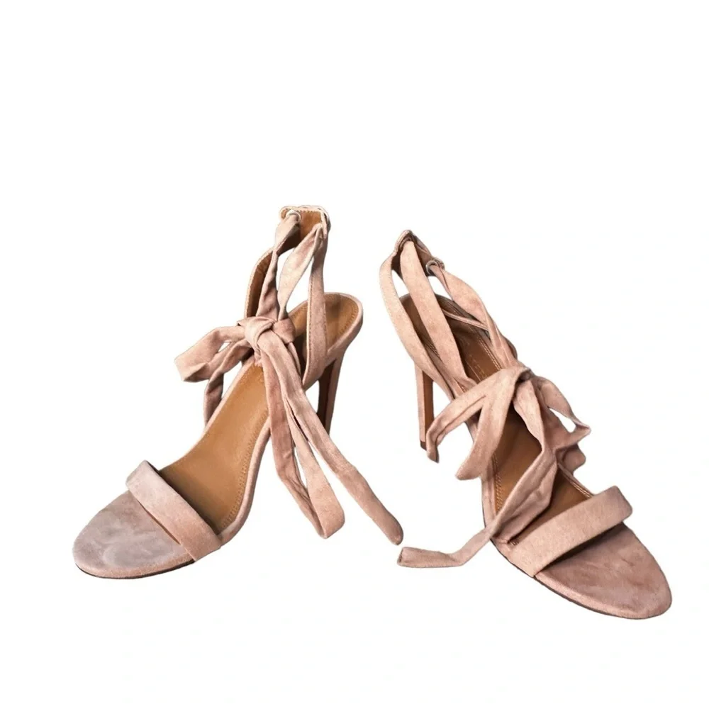 ASOS DESIGN Warm Pink Hatty Barely There Herled Wrap Ankle Sandals Size 6 (UK4)